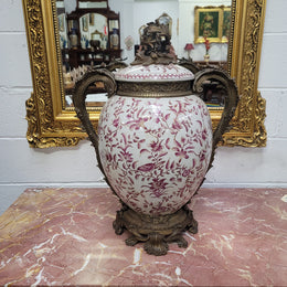 Large Attractive Ceramic Ornamental Lidded Jar with Stunning Ormolu Features