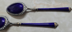 Stunning Set of Six 925 Sterling Silver & Enamel Spoons | Antique & Vintage | Moonee Ponds Antiques | Australia Wide Delivery