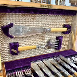 Edwardian Oak Cased Fish Service For 12 | Antique & Vintage | Moonee Ponds Antiques | Australia Wide Delivery