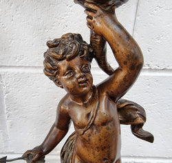 Pair of Highly Decorative French Cherub Candelabras With Bronzed Metal & Marble | Antique & Vintage | Moonee Ponds Antiques | Australia Wide Delivery