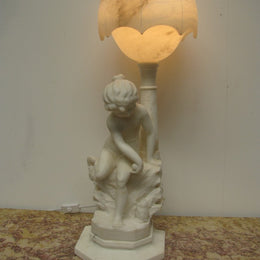 Stunning Alabaster Statue With Lamp