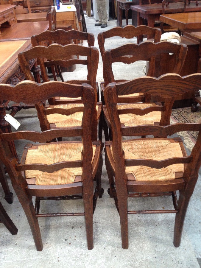 Set 10 French Oak Dining Chairs