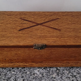 Vintage Silky Oak and Cedar jewellery box with red velvet lining. It is in good original condition, please view photos as they help form part of the description.