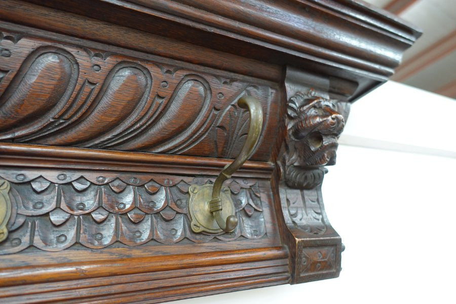 19th Century French Oak Coat Rack