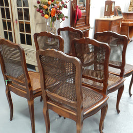 Set Of Six French Oak Chairs With Cane Seat And Back