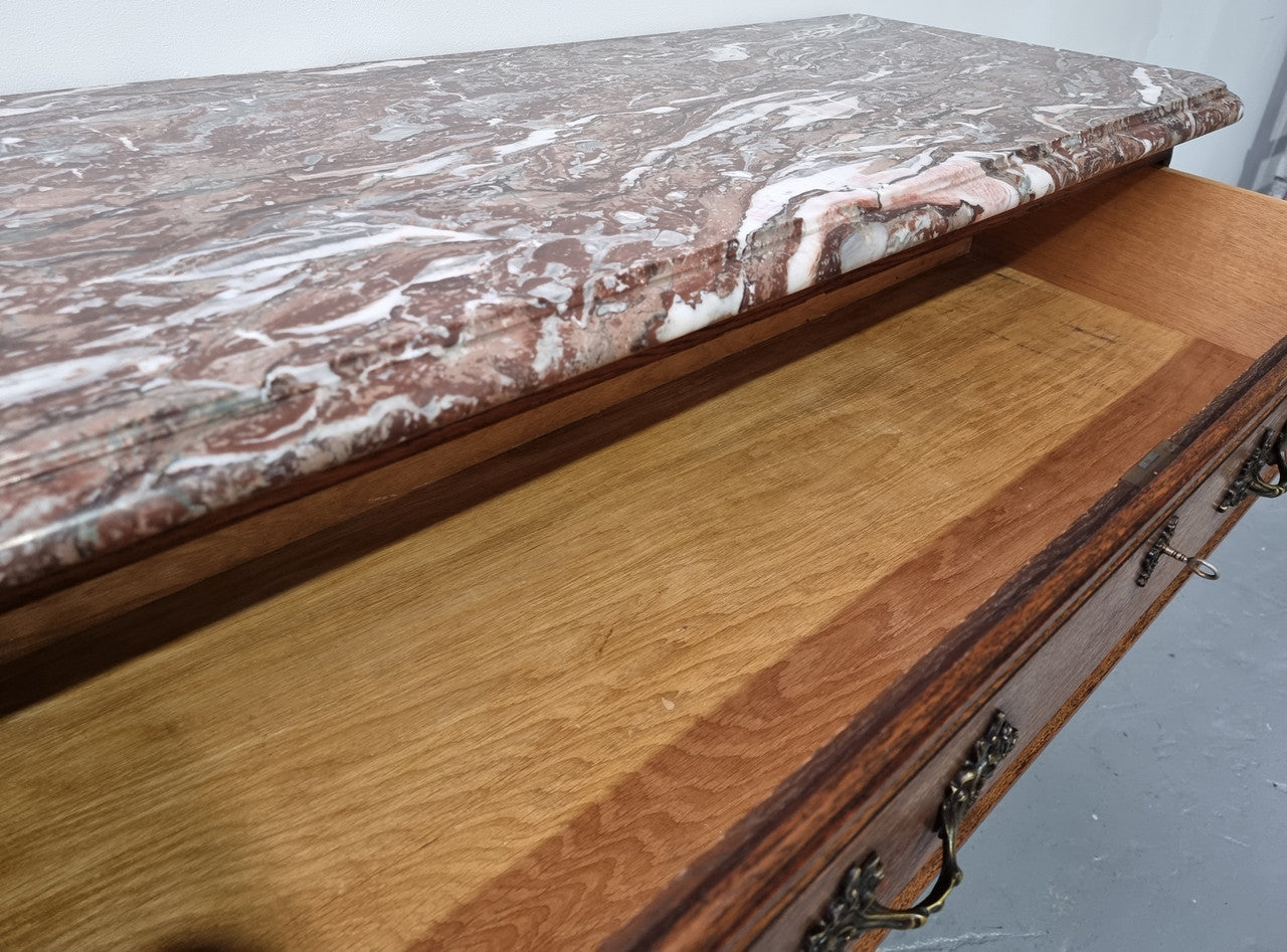 French Louis XV Style Three Drawer Oak Marble Top Commode | Antique & Vintage | Moonee Ponds Antiques | Australia Wide Delivery