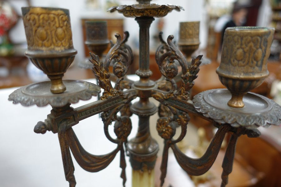 French Gilt Onyx Clock Set