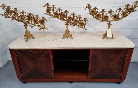 Art Deco Style Low Line Marble Top Cabinet