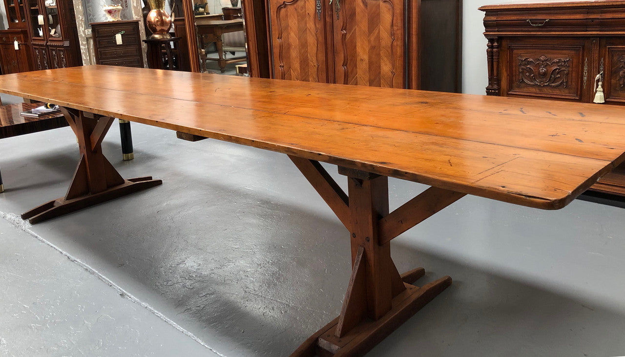 Australian Pine Trestle Style Table | Antique & Vintage | Moonee Ponds Antiques | Australia Wide Delivery