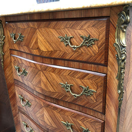 Kingwood Louis XV Inlaid Marble Top Semainier