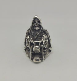 Heavy Sterling Silver Biker Skeleton On Bike Ring | Antique & Vintage | Moonee Ponds Antiques | Australia Wide Delivery