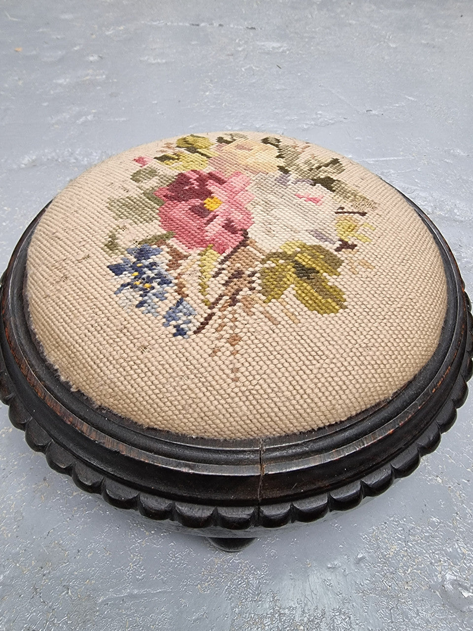 Lovely Edwardian Tapestry Foot Stool | Antique & Vintage | Moonee Ponds Antiques | Australia Wide Delivery