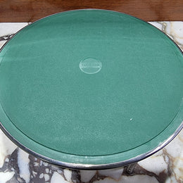 Five Strachan and two Rodd silver plate table coasters in a silver plate stand. In good original detailed condition.