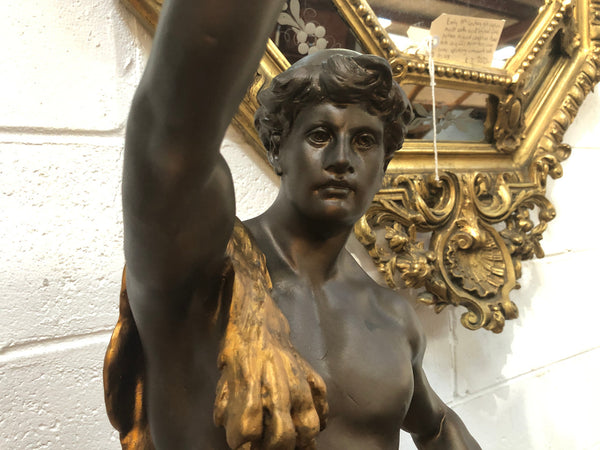 Fabulous French 19th Century cold painted Spelter Statue ( Le Force) in good original condition.