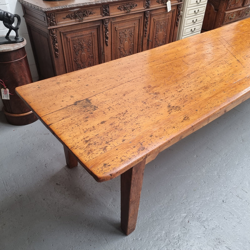 Extremely rare one piece top Kauri Pine Australian farmhouse table. It is truly an amazing table with loads of character, it comfortably seats 14 to 16 people. In good original detailed condition and sourced locally.