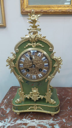 French 19th Century Hand Painted Mantle Clock | Antique & Vintage | Moonee Ponds Antiques | Australia Wide Delivery