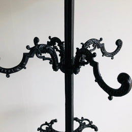 Antique French Cast Iron Coat Stand Painted Black
