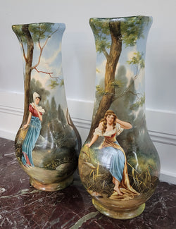 Pair of Victorian Decorative Vases Depicting Women | Antique & Vintage | Moonee Ponds Antiques | Australia Wide Delivery