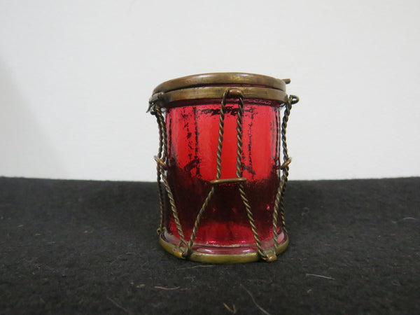 Very Rare Victorian Ruby Glass & Brass Trinket Box