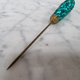 Art Deco Blue Sequin Hat Pin