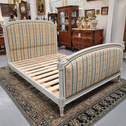 French Louis 16th Style Double Bed & Rails with Original Crackle Paint | Antique & Vintage | Moonee Ponds Antiques | Australia Wide Delivery