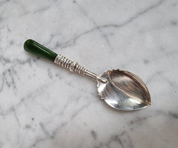 Lovely Birmingham Silver & Jade Spoon | Antique & Vintage | Moonee Ponds Antiques | Australia Wide Delivery