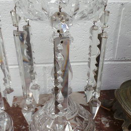 Pair Of Crystal And Clear Cut Glass Lusters