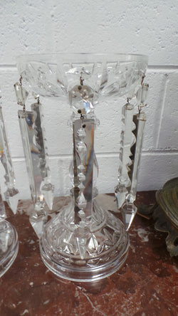 Pair Of Crystal And Clear Cut Glass Lusters | Antique & Vintage | Moonee Ponds Antiques | Australia Wide Delivery