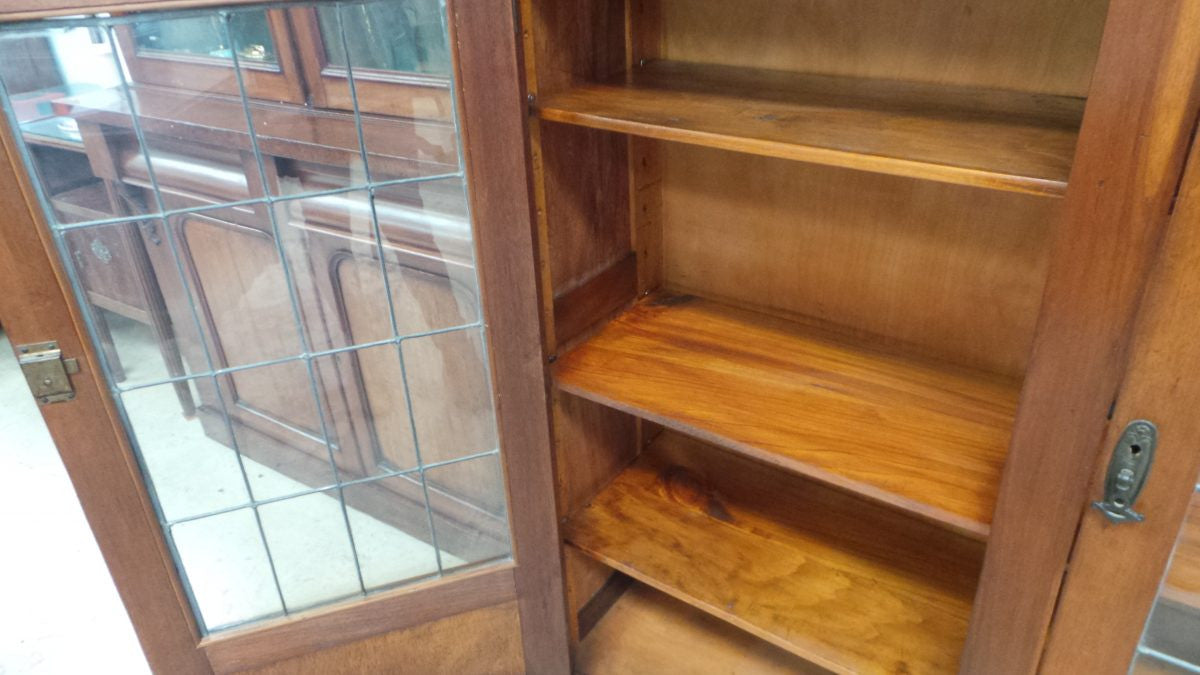 Australian Black wood Leadlight Cabinet | Antique & Vintage | Moonee Ponds Antiques | Australia Wide Delivery
