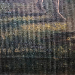 Antique Signed & Framed Oil On Canvas of "Country Scene"
