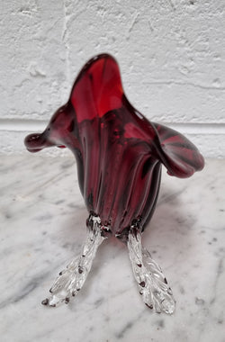 Vintage Ruby Red Murano Glass Cornucopia | Antique & Vintage | Moonee Ponds Antiques | Australia Wide Delivery