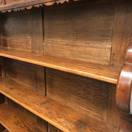 Fabulous early 19th century French Oak open shelf bookcase, with four shelves and hidden shelf at the top with two sliding doors. In very good original detail condition.