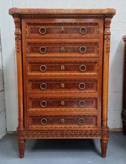 French Walnut and Burr Walnut Chest of Six Drawers | Antique & Vintage | Moonee Ponds Antiques | Australia Wide Delivery