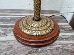 Fabulous Arts & Crafts Beaten Brass & Wood Table Lamp | Antique & Vintage | Moonee Ponds Antiques | Australia Wide Delivery