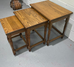 Tudor Style English Oak Nest of Three Tables | Antique & Vintage | Moonee Ponds Antiques | Australia Wide Delivery