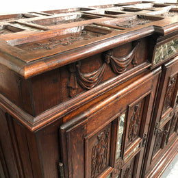 A unique 18th century French oak carved cabinet with inset marble. In good original condition.