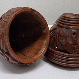 Victorian Hand Carved Coquilla Nut Egg Secret Box