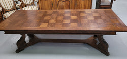 Stunning 2.5 m French Spanish Style Parquetry Top Oak Table | Antique & Vintage | Moonee Ponds Antiques | Australia Wide Delivery