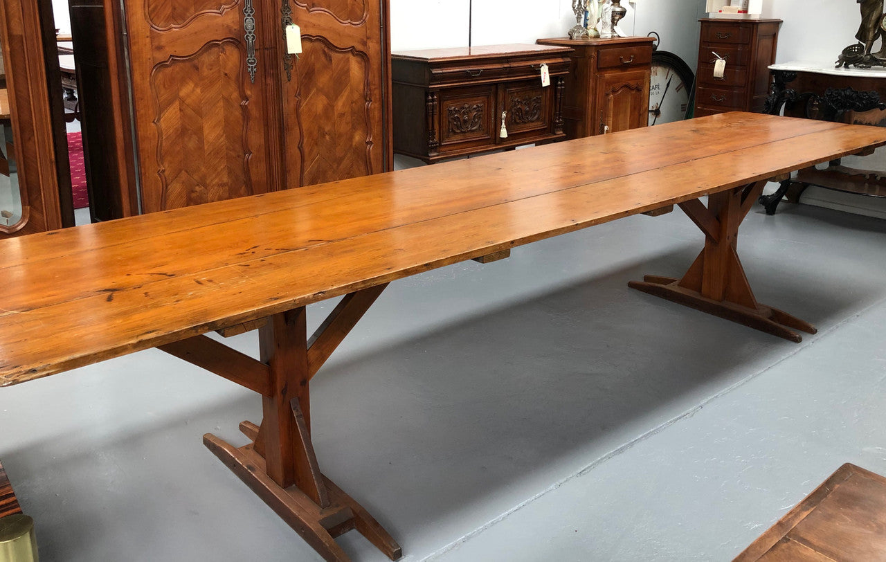 Australian Pine Trestle Style Table | Antique & Vintage | Moonee Ponds Antiques | Australia Wide Delivery