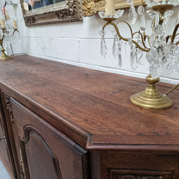 Late 18th Century French Oak carved two door sideboard. In good original detailed condition.