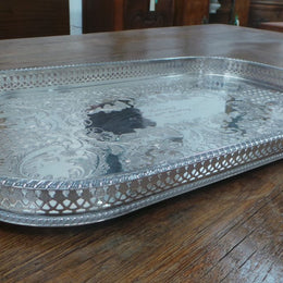 Decorative Silver Plated Rectangular Drinks Tray