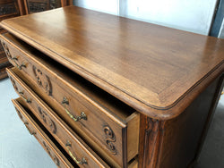 French Nicely Carved Oak Chest of Three Drawers | Antique & Vintage | Moonee Ponds Antiques | Australia Wide Delivery
