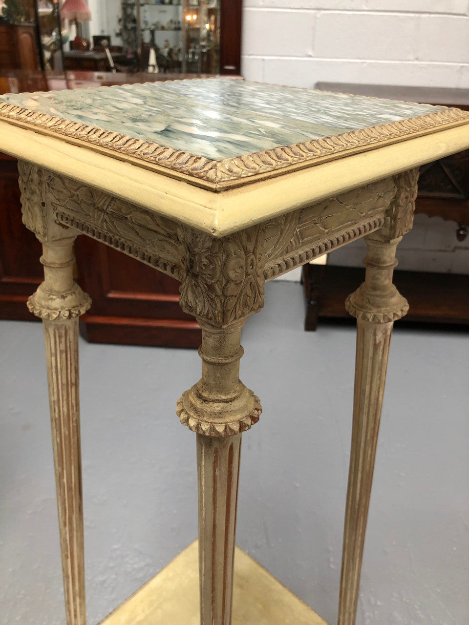 Beautiful Carved French Painted Pedestal | Antique & Vintage | Moonee Ponds Antiques | Australia Wide Delivery