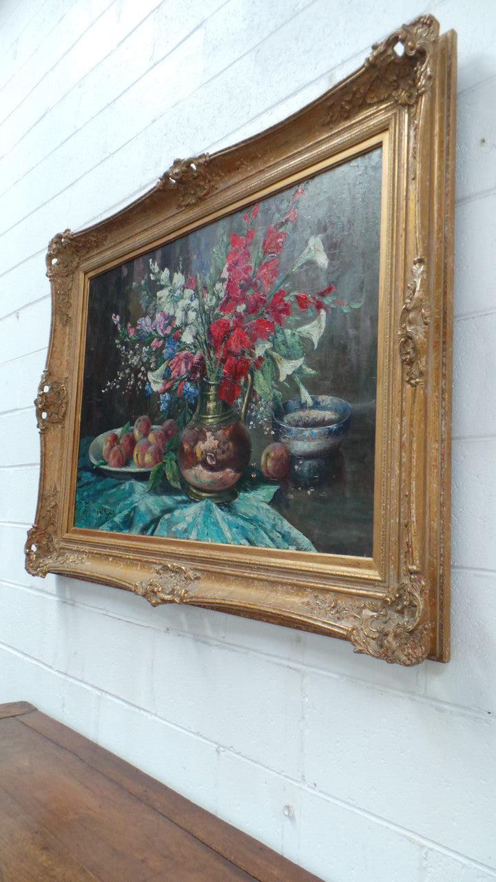 Absolutely Beautiful Framed Floral Oil On Canvas | Antique & Vintage | Moonee Ponds Antiques | Australia Wide Delivery