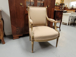 Louis XV Style Painted Fauteuil Chair With Attractive Fabric Upholstery | Antique & Vintage | Moonee Ponds Antiques | Australia Wide Delivery