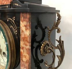 French Highly Decorative Marble Mantle Clock | Antique & Vintage | Moonee Ponds Antiques | Australia Wide Delivery