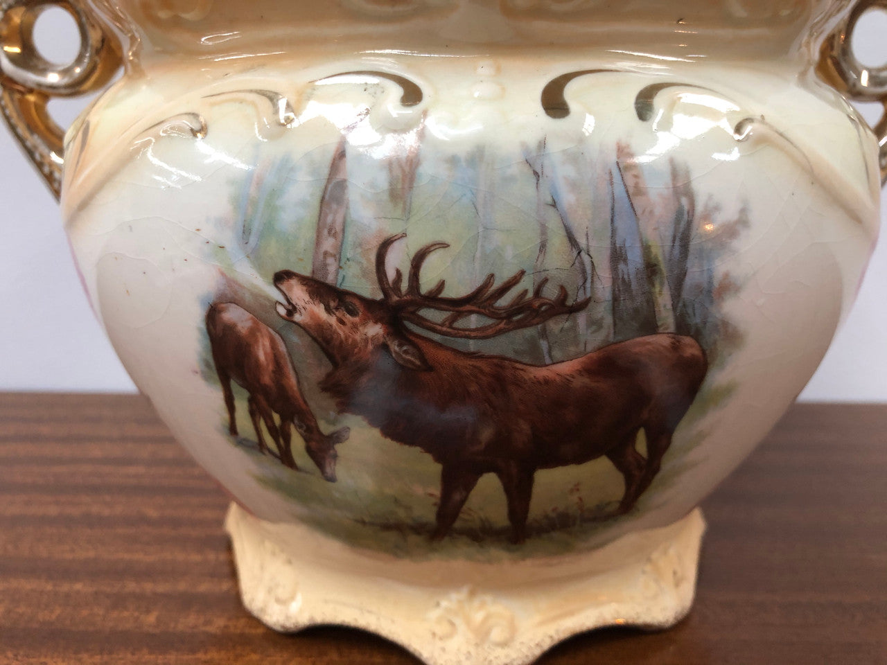 Small Jardiniere With Stag And Roses | Antique & Vintage | Moonee Ponds Antiques | Australia Wide Delivery