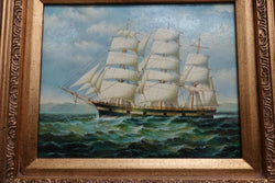 Decorative Oil On Board Painting Of A Ship In Gilt Frame | Antique & Vintage | Moonee Ponds Antiques | Australia Wide Delivery