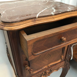 Pair of French Louis XV Style Walnut Bedside Tables