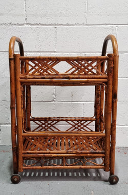 Vintage Tortoiseshell Bamboo Two Tier Auto Trolley | Antique & Vintage | Moonee Ponds Antiques | Australia Wide Delivery